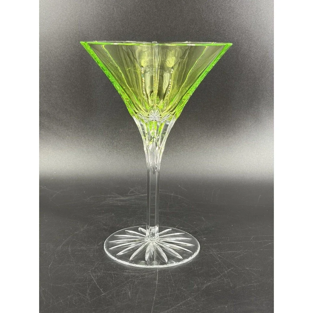 Ajka Crystal Castille Albinka Green Martini Glasses Hungary One Replace Cut
